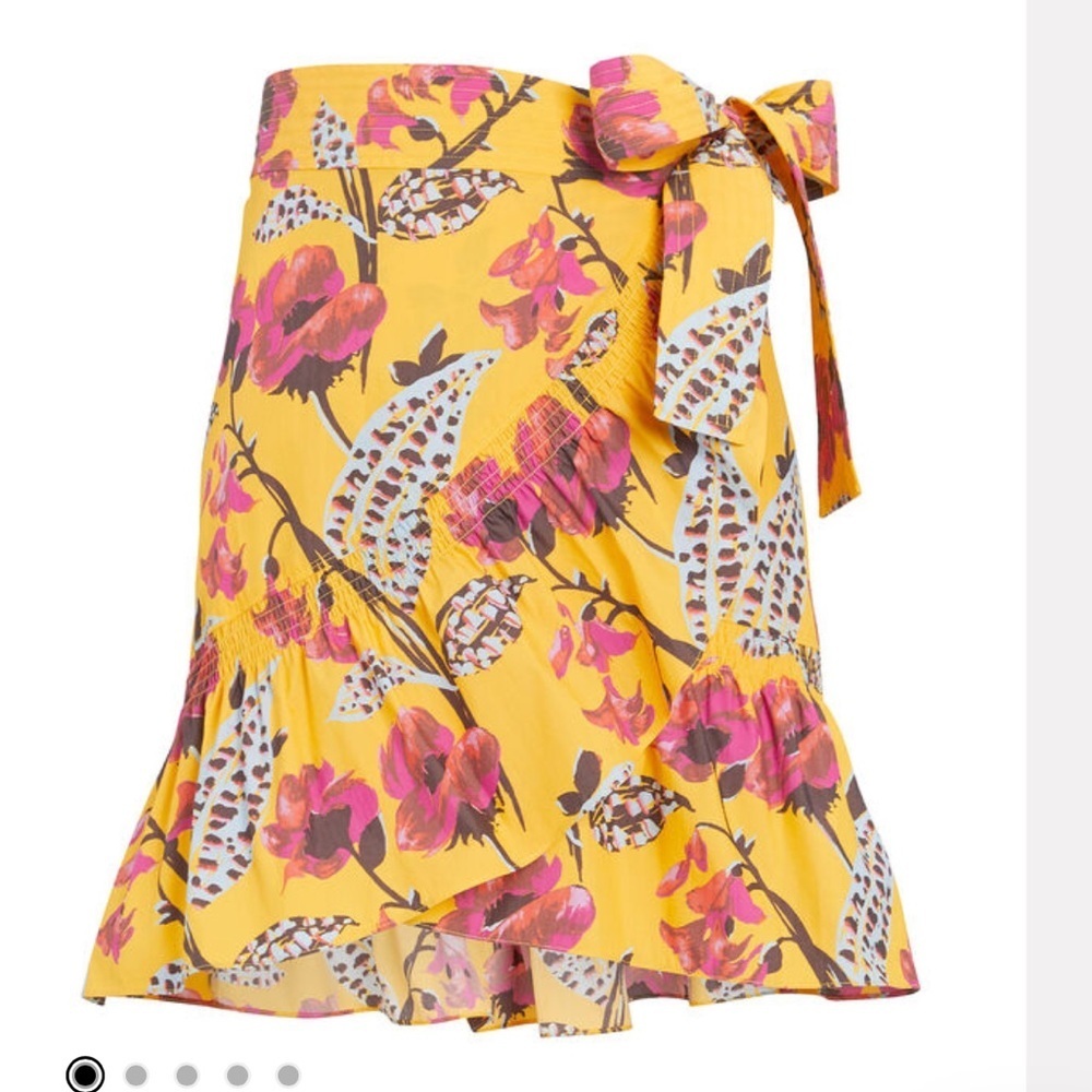 A.L.C. Hampton Floral Mini Wrap Skirt yellow and pink festival bohemian size 0